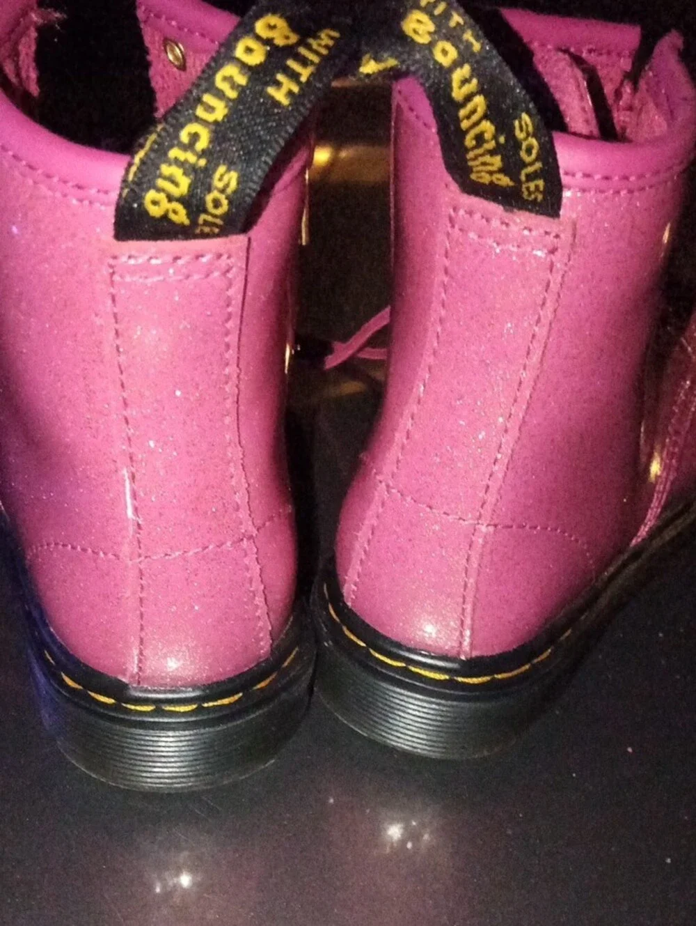 Dr. Martens Pink Glitter Lace-Up Kids Boots toddler Size 10
